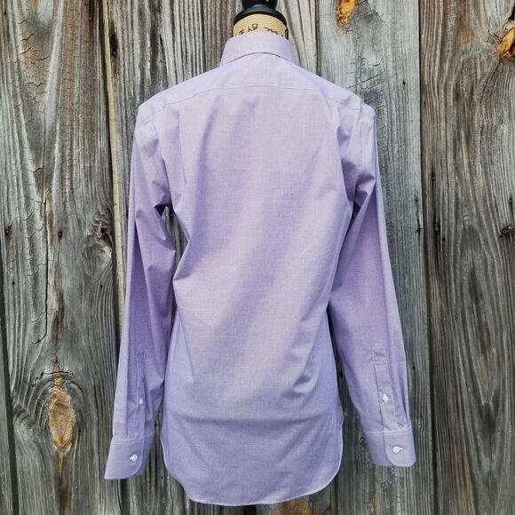 Purple Gingham Dress Shirt Wrinkle Free JCrew Factory Thompson Size S Stretch - Picture 3 of 9